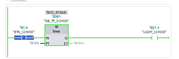 PLC Siemens – schodišťový spínač, logika a zapojení