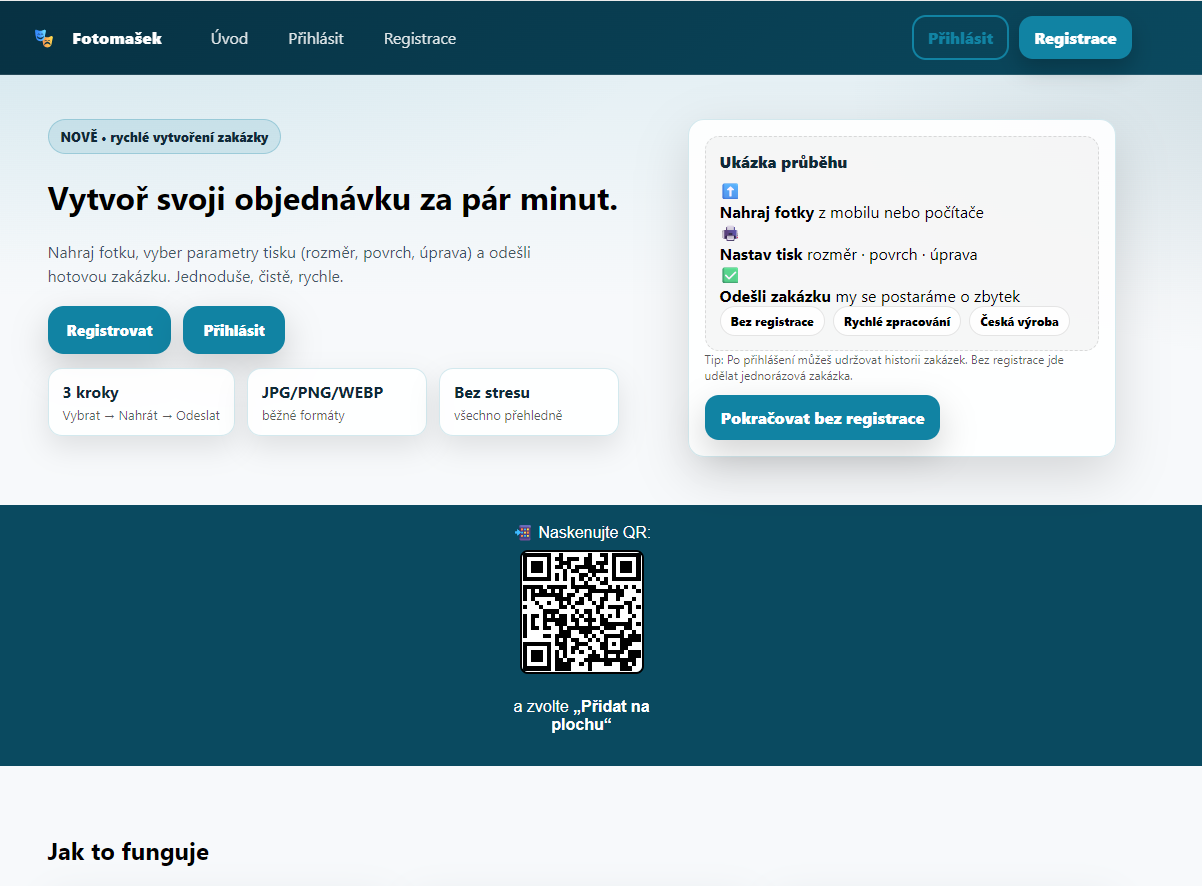 Fotosběrna – webová část - úvod